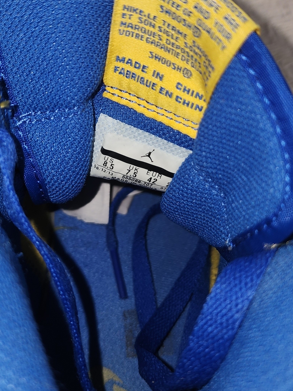 Jordan Nike High-Top Sneakers in Blue & Yellow Sz 8.5M W10 - Picture 4 of 5